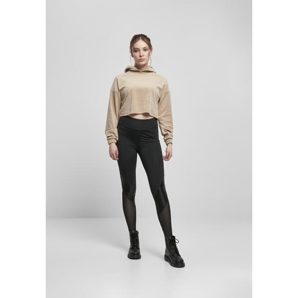 Urban Classics Cropped Velvet Oversized Big Hættetrøje Beige 2XL Kvinde