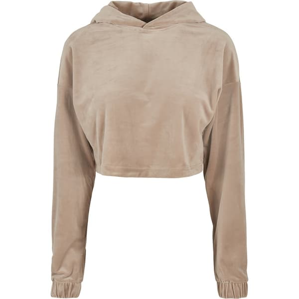 Urban Classics Cropped Velvet Oversized Big Hættetrøje Beige 2XL Kvinde