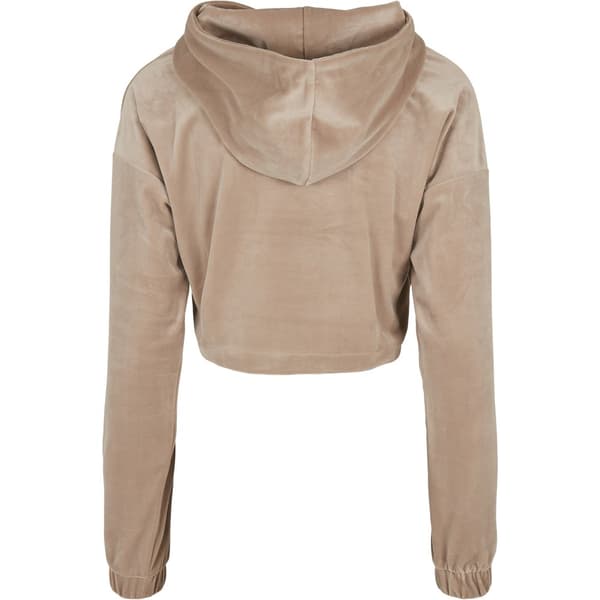 Urban Classics Cropped Velvet Oversized Big Hættetrøje Beige 2XL Kvinde