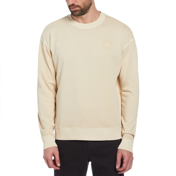 Original Penguin Garment Dyed Loop Back Terry Sweatshirt Beige L Mand