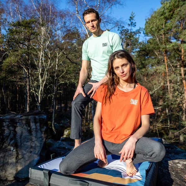 Snap Climbing Crop Hemp T-shirt Med Korte ærmer Orange L Kvinde