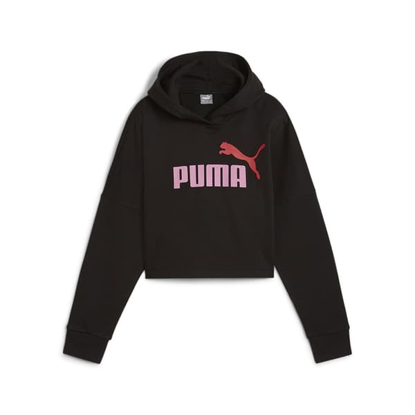 Puma Ess Logo Cropped Huvtröja Svart 11-12 Years Flicka
