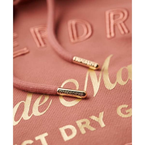 Superdry Luxe Metallic Logo Hættetrøje Rosa S Kvinde