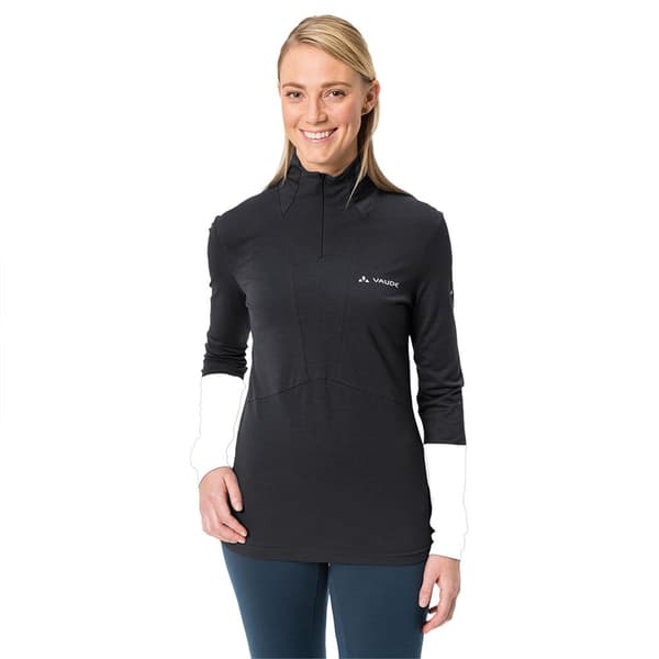 Vaude Monviso Wool Halv Dragkedja Långärmad T-shirt Svart 40 Kvinna
