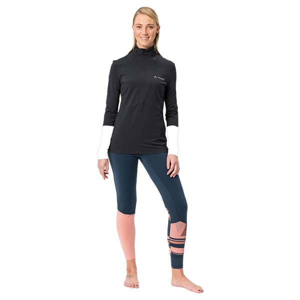 Vaude Monviso Wool Halv Dragkedja Långärmad T-shirt Svart 42 Kvinna