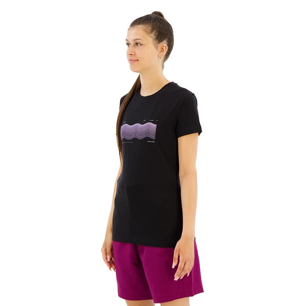 Icebreaker Merino 150 Tech Lite Iii Contour Waves Lyhythihainen T-paita Musta L Nainen