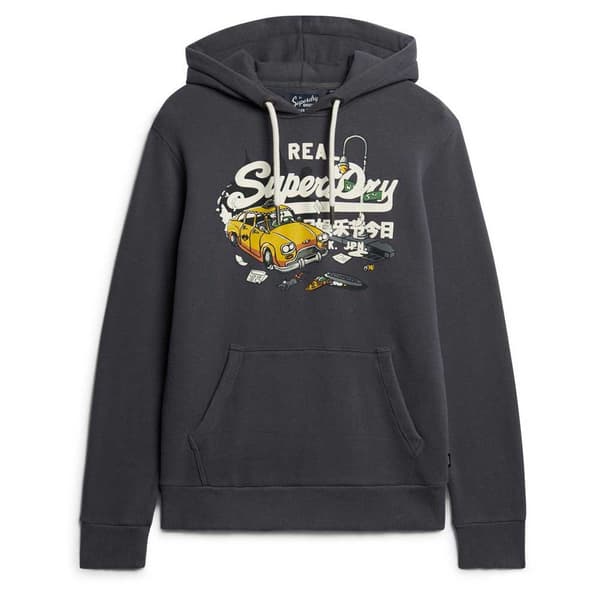 Superdry New York Vl Graphic Huvtröja Grå L Man