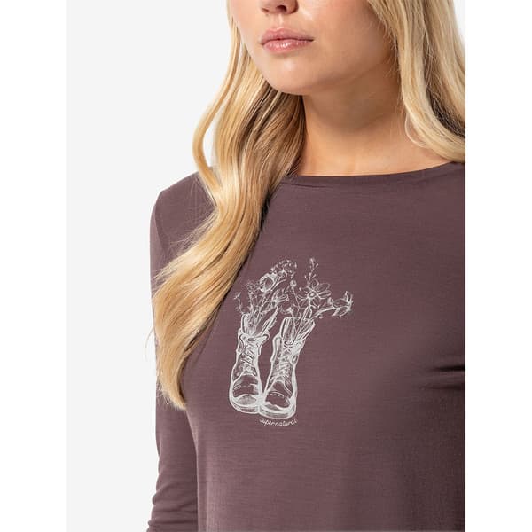 Super.natural Flower Boots T-shirt Med Lång ärm Lila S Kvinna