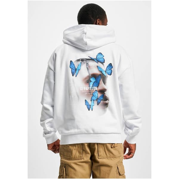 Mister Tee Le Papillon Heavy Oversize Tröja Med Huva Vit M Man