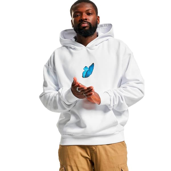 Mister Tee Le Papillon Heavy Oversize Tröja Med Huva Vit M Man