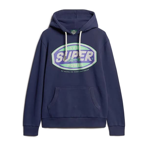 Superdry Gasoline Workwear Graphic Tröja Med Huva Blå XL Man