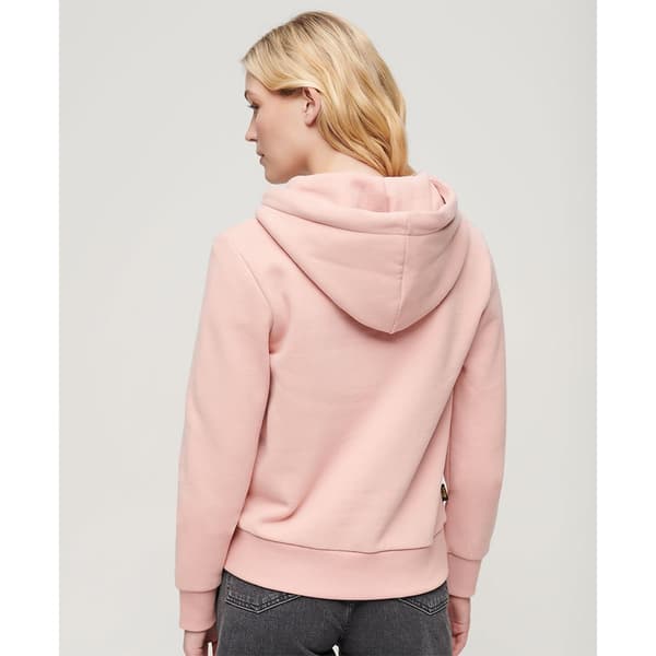 Superdry Retro Glitter Logo Tröja Med Huva Rosa S Kvinna