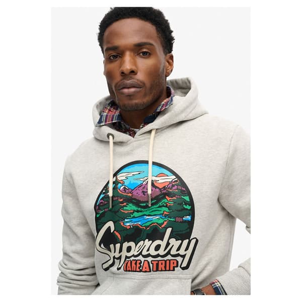 Superdry Travel Postcard Graphic Huvtröja Grå XL Man