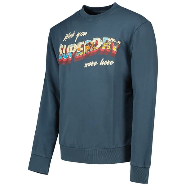 Superdry Travel Postcard Graphic Sweatshirt Blå L Mand