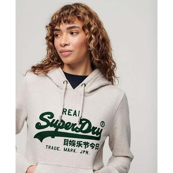 Superdry Embroidered Vl Graphic Hættetrøje Beige S Kvinde