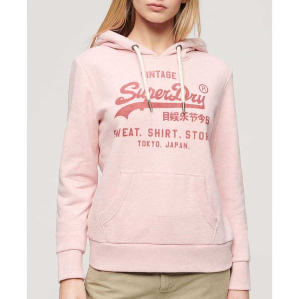 Superdry Classic Vl Heritage Tröja Med Huva Rosa XS Kvinna