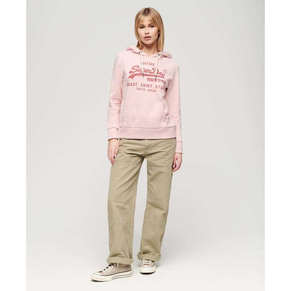 Superdry Classic Vl Heritage Tröja Med Huva Rosa XS Kvinna