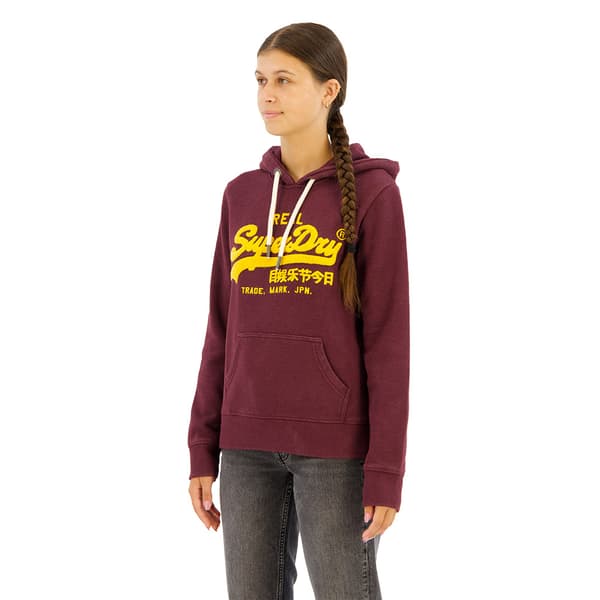 Superdry Chenille Vl Graphic Huvtröja Röd M Kvinna
