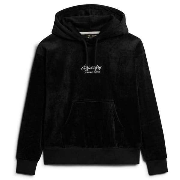 Superdry Country Club Velour Loose Huppari Musta S Nainen