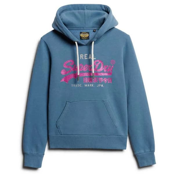 Superdry Embellished Vl Graphic Huvtröja Blå M Kvinna