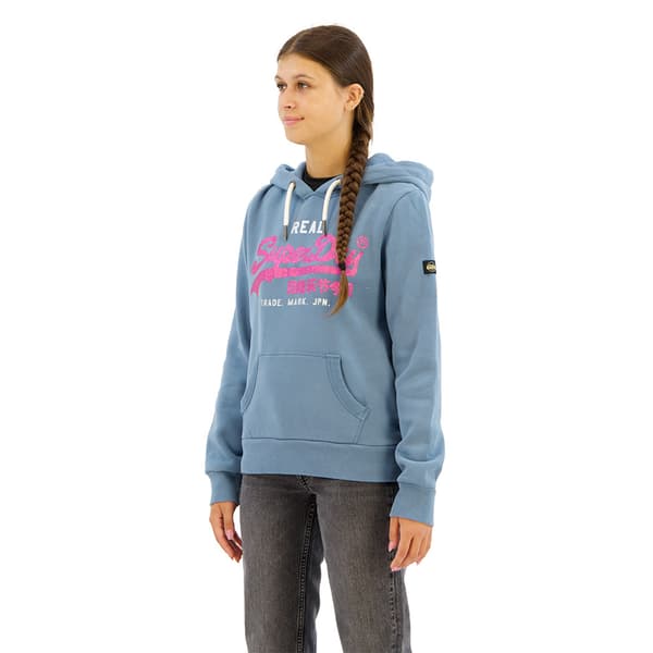 Superdry Embellished Vl Graphic Huvtröja Blå M Kvinna