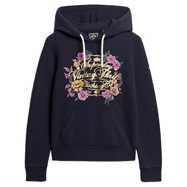 Superdry Floral Graphic Logo Huppari Musta XS Nainen