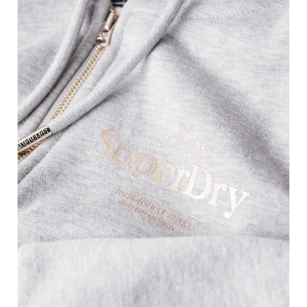 Superdry Luxe Metallic Logo Sweatshirt Med Dragkedja Vit S Kvinna