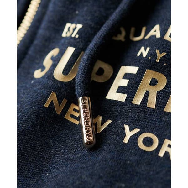 Superdry Luxe Metallic Logo Sweatshirt Med Dragkedja Blå S Kvinna