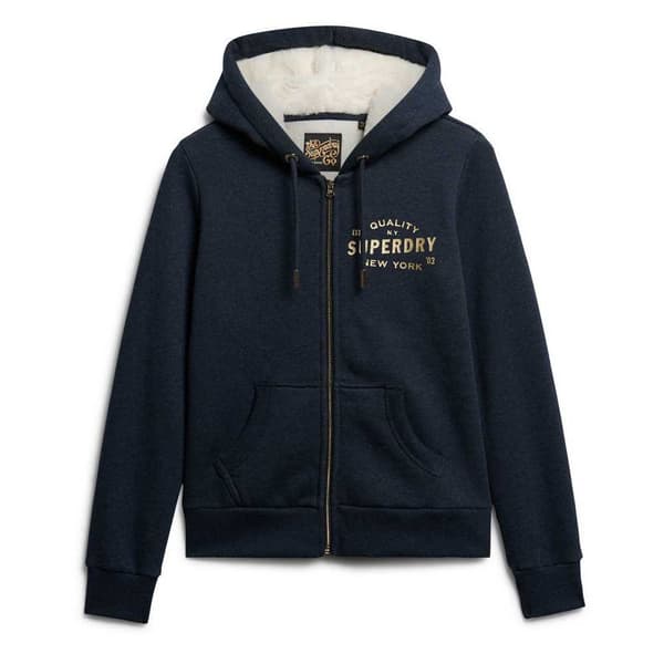 Superdry Luxe Metallic Logo Sweatshirt Med Dragkedja Blå S Kvinna