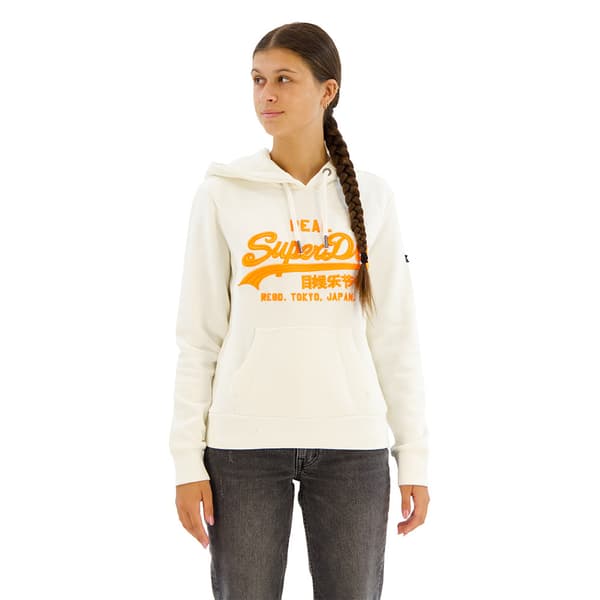 Superdry Neon Vl Embroidered Graphic Hættetrøje Hvid M Kvinde