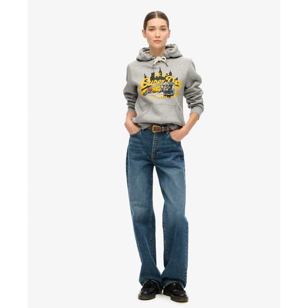 Superdry New York Vl Graphic Hættetrøje Grå M Kvinde