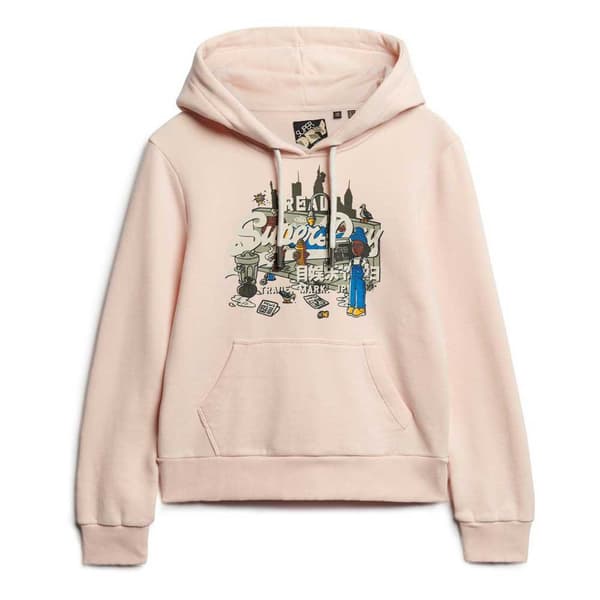 Superdry New York Vl Graphic Huvtröja Rosa S Kvinna