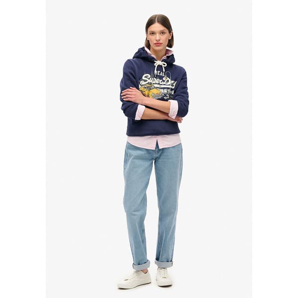 Superdry New York Vl Graphic Huvtröja Blå S Kvinna