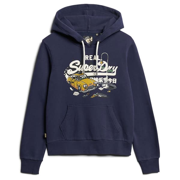 Superdry New York Vl Graphic Huvtröja Blå S Kvinna