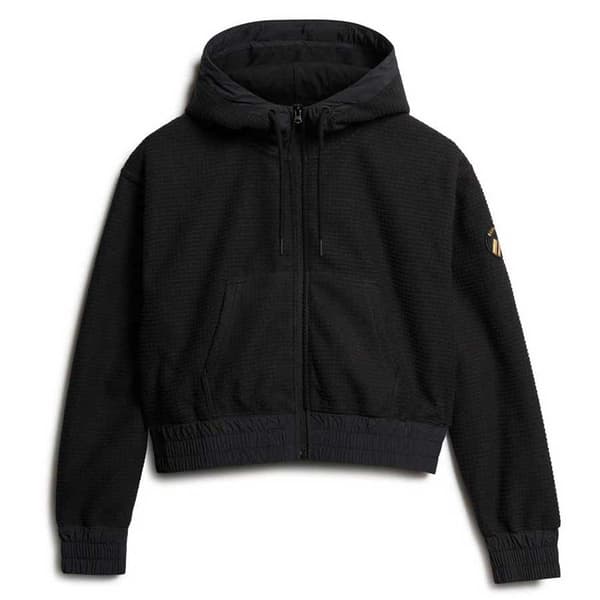 Superdry Sport Tech Grid Fleece Sweatshirt Med Dragkedja Svart M Kvinna