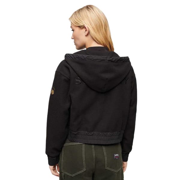 Superdry Sport Tech Grid Fleece Sweatshirt Med Dragkedja Svart M Kvinna