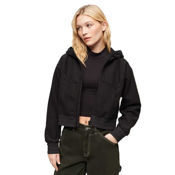 Superdry Sport Tech Grid Fleece Sweatshirt Med Dragkedja Svart M Kvinna