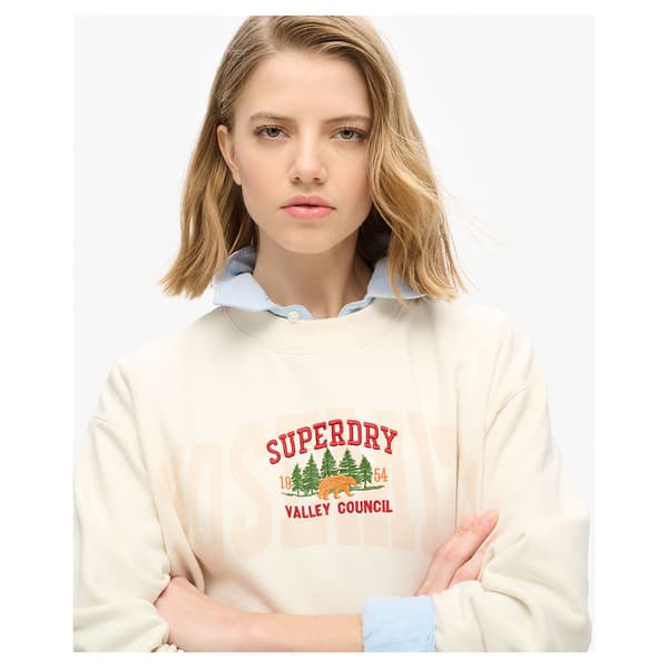 Superdry Travel Souvenir Loose Tröja Beige S Kvinna