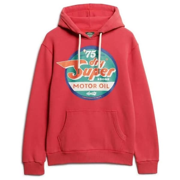 Superdry Gasoline Workwear Graphic Tröja Med Huva Röd M Man