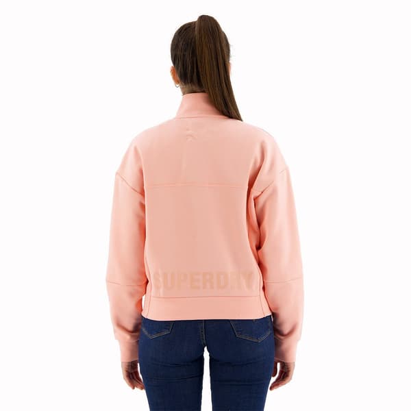 Superdry Sport Tech Relaxed Half Halv Lynlås Sweatshirt Orange L Kvinde