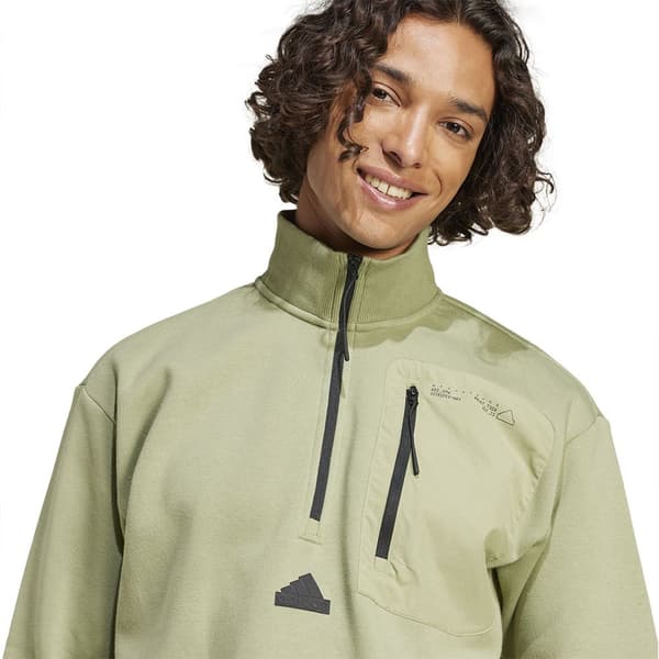 Adidas City Escape Fleece Halv Dragkedja Sweatshirt Grönt S / Regular Man