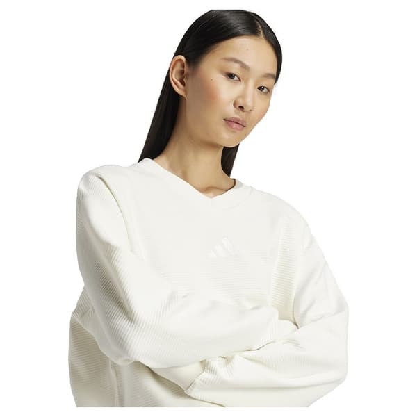 Adidas All Szn Ribbed V Neck Tröja Vit M Kvinna