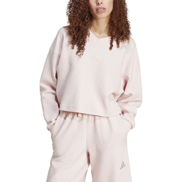 Adidas All Szn Ribbed V Neck Tröja Rosa S Kvinna