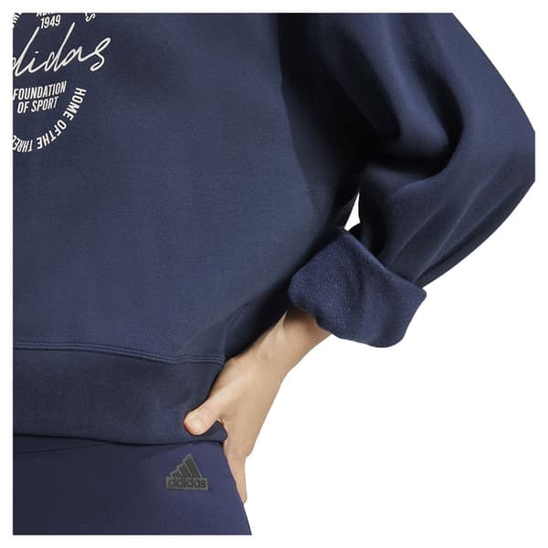 Adidas Signature Graphic Print Fleece Loose Sweatshirt Blå S Kvinde