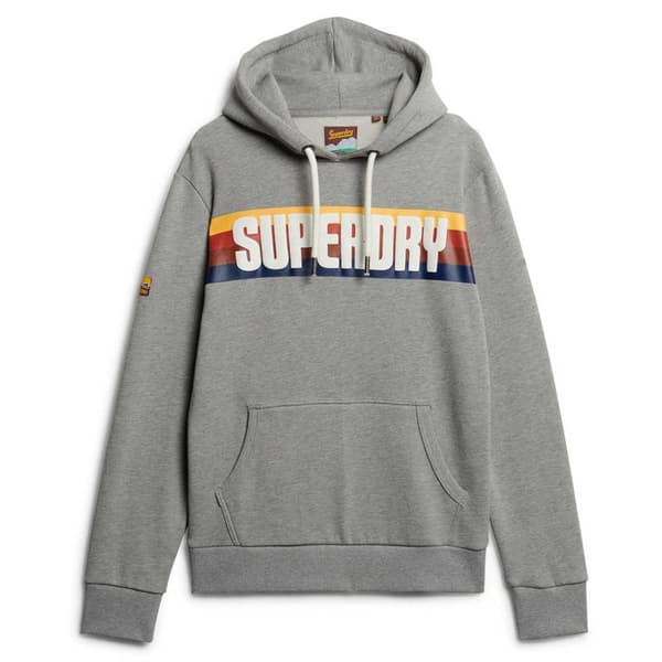 Superdry Retro Stripe Logo Huvtröja Grå 2XL Man