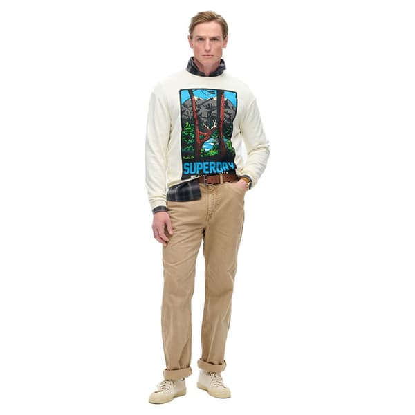 Superdry Travel Postcard Graphic Sweatshirt Hvid 2XL Mand