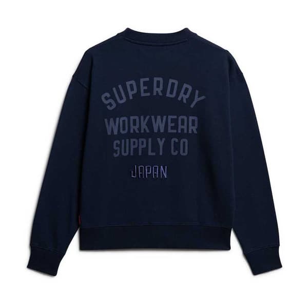 Superdry Workwear Embroiderer Loose Tröja Blå S Kvinna
