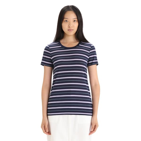 Icebreaker Merino 125 Cool Lite Wave Stripe T-shirt Med Korte ærmer Blå M Kvinde