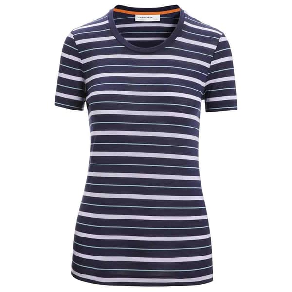 Icebreaker Merino 125 Cool Lite Wave Stripe T-shirt Med Korte ærmer Blå XS Kvinde