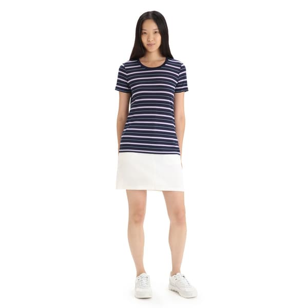 Icebreaker Merino 125 Cool Lite Wave Stripe T-shirt Med Korte ærmer Blå XS Kvinde